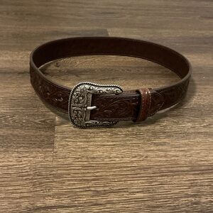 Ariat Brown Leather Belt with Silver Buckle